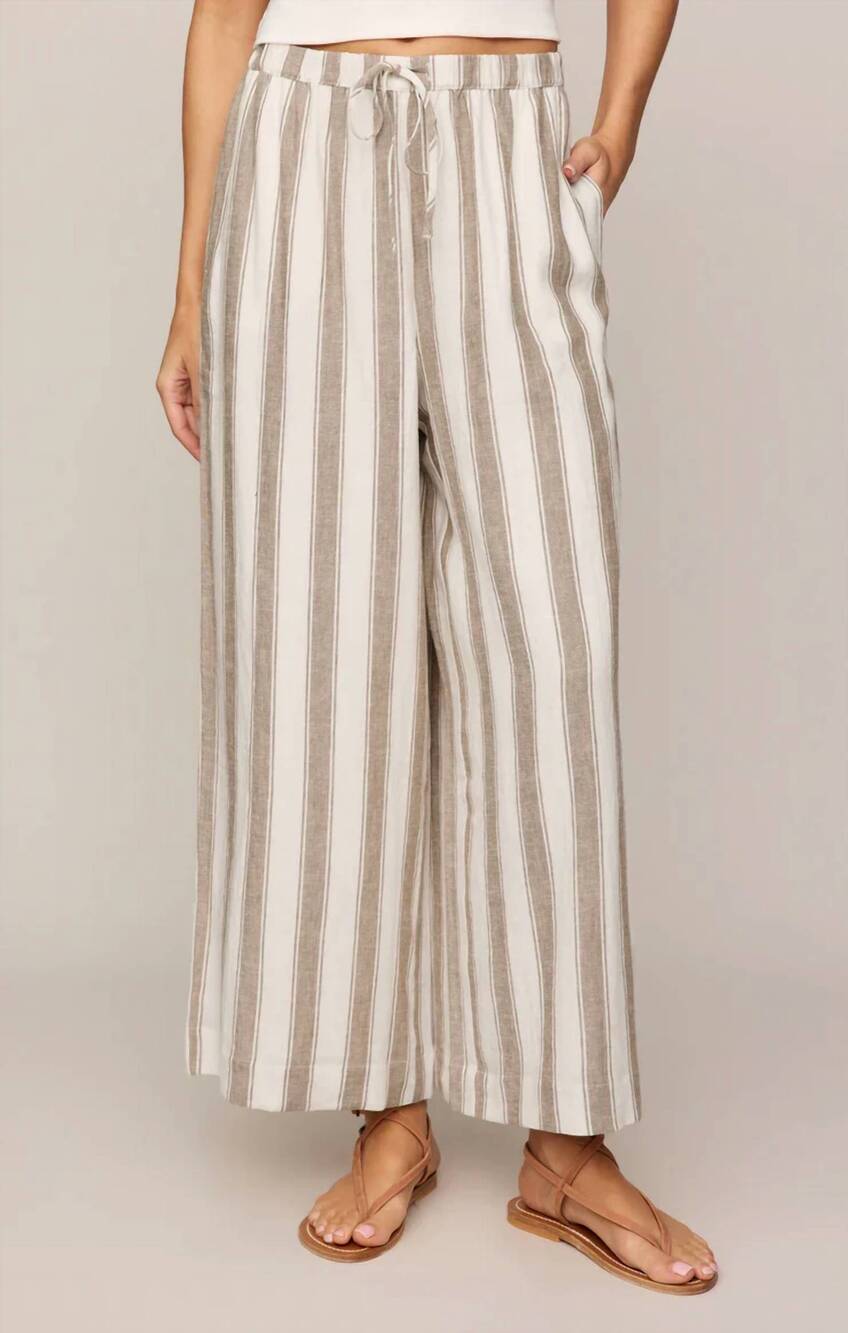 NEW Z SUPPLY perfect linen striped pants in light toffee